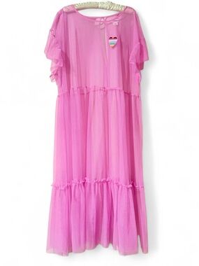 Hot Pink Sheer + Ruffled Mesh Pride Dress